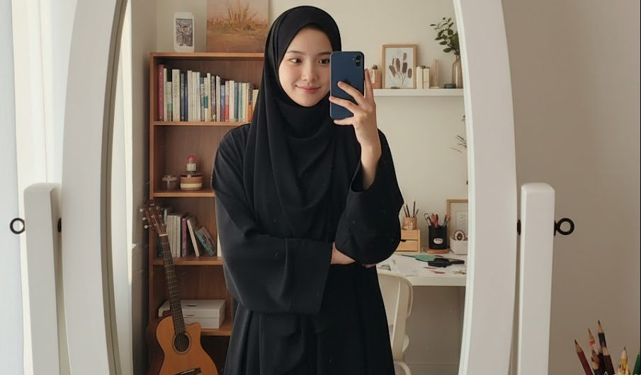 Tutorial dan Prompt Gemini Ai Wanita Hijab dengan Gaya Syar'i Foto di Kaca Cermin, Berikut Tips Agar Real Look