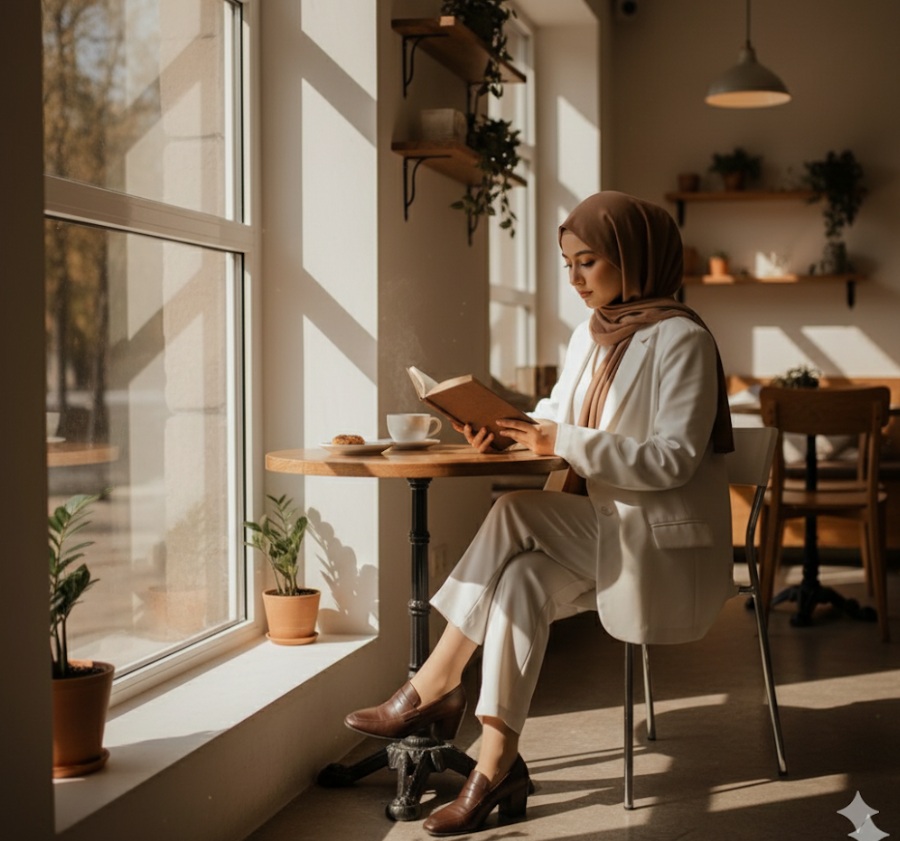 Rangkuman Prompt Gemini AI Foto Wanita Berhijab, Tampil di Lift Hingga Suasana Cozy Berasa di Studio