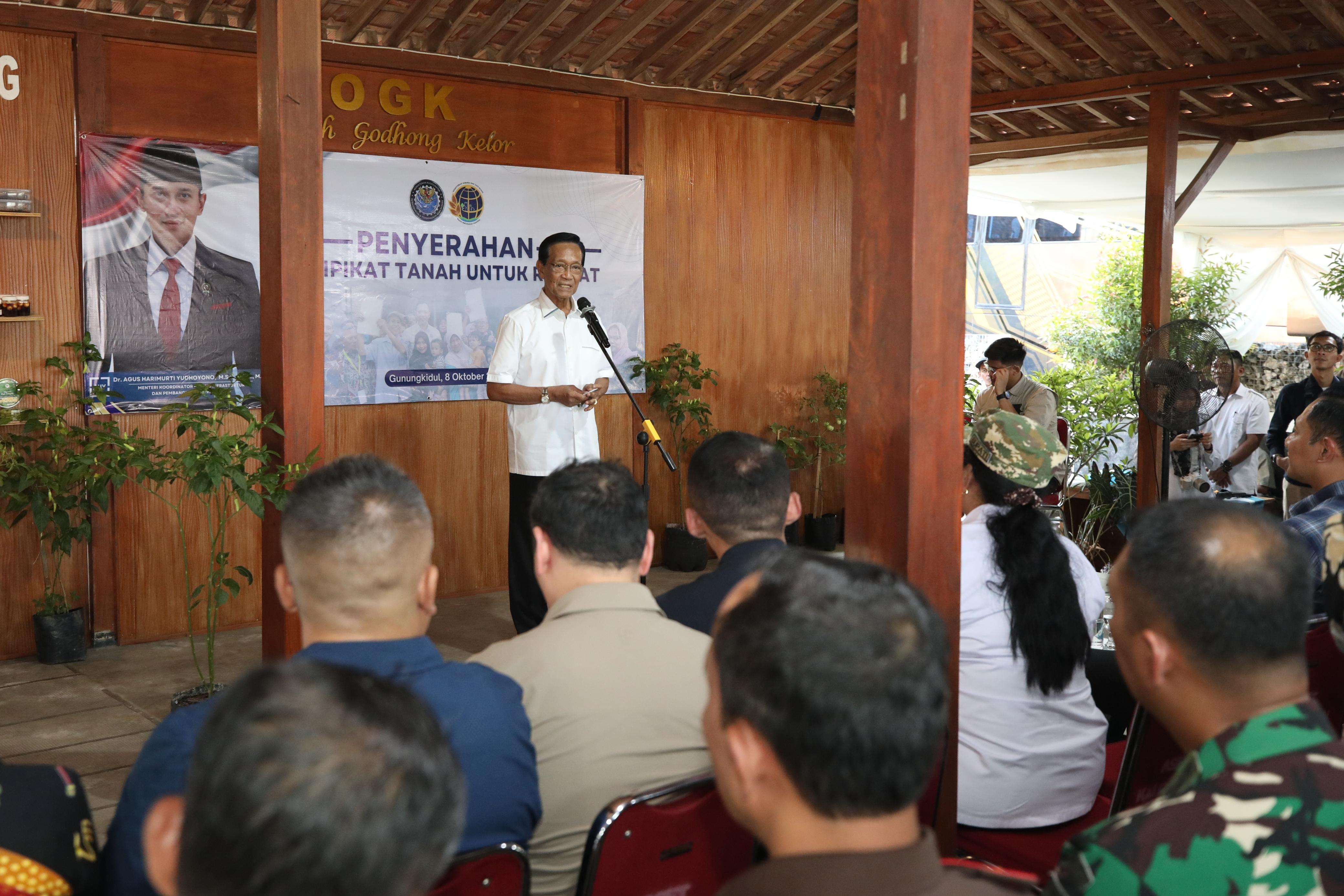 Sri Sultan Hamengkubuwono X Apresiasi Program Sertipikat Tanah untuk Warga Gunungkidul