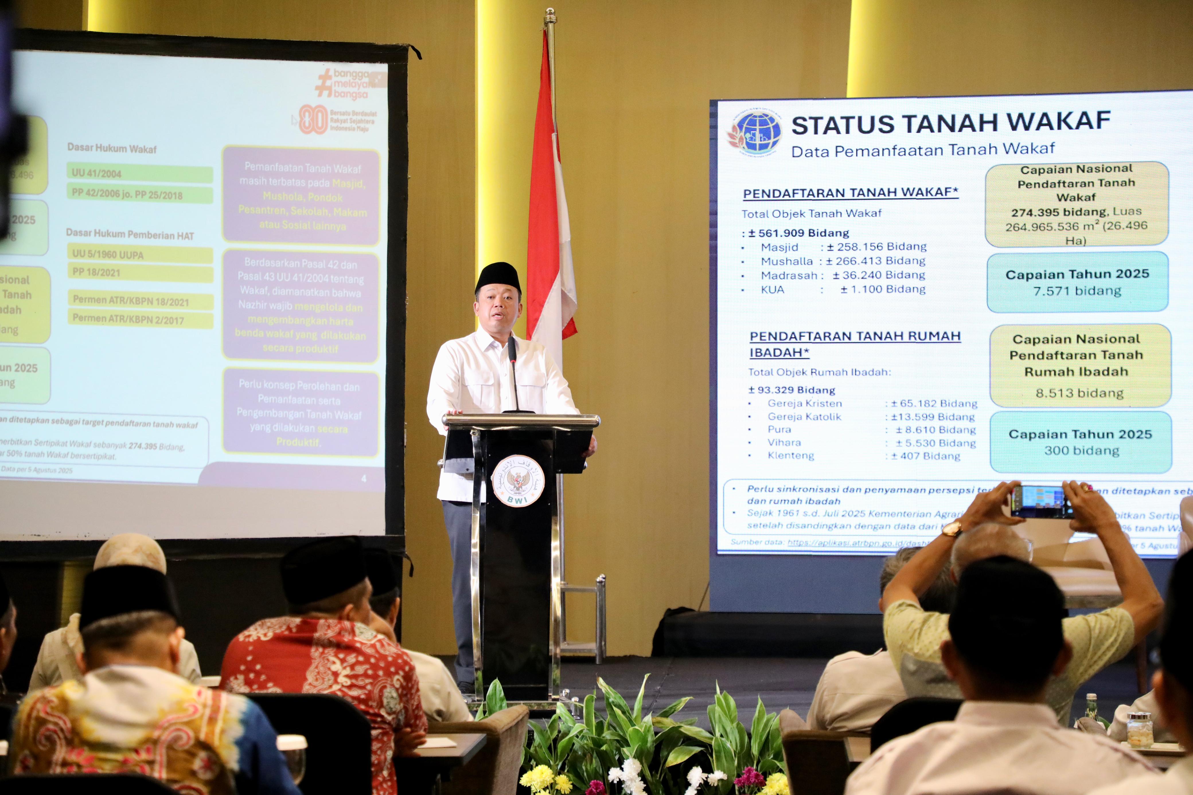 Menteri ATR/BPN Tegaskan Target Sertipikasi 95% Tanah Wakaf Tersertipikat pada 2028