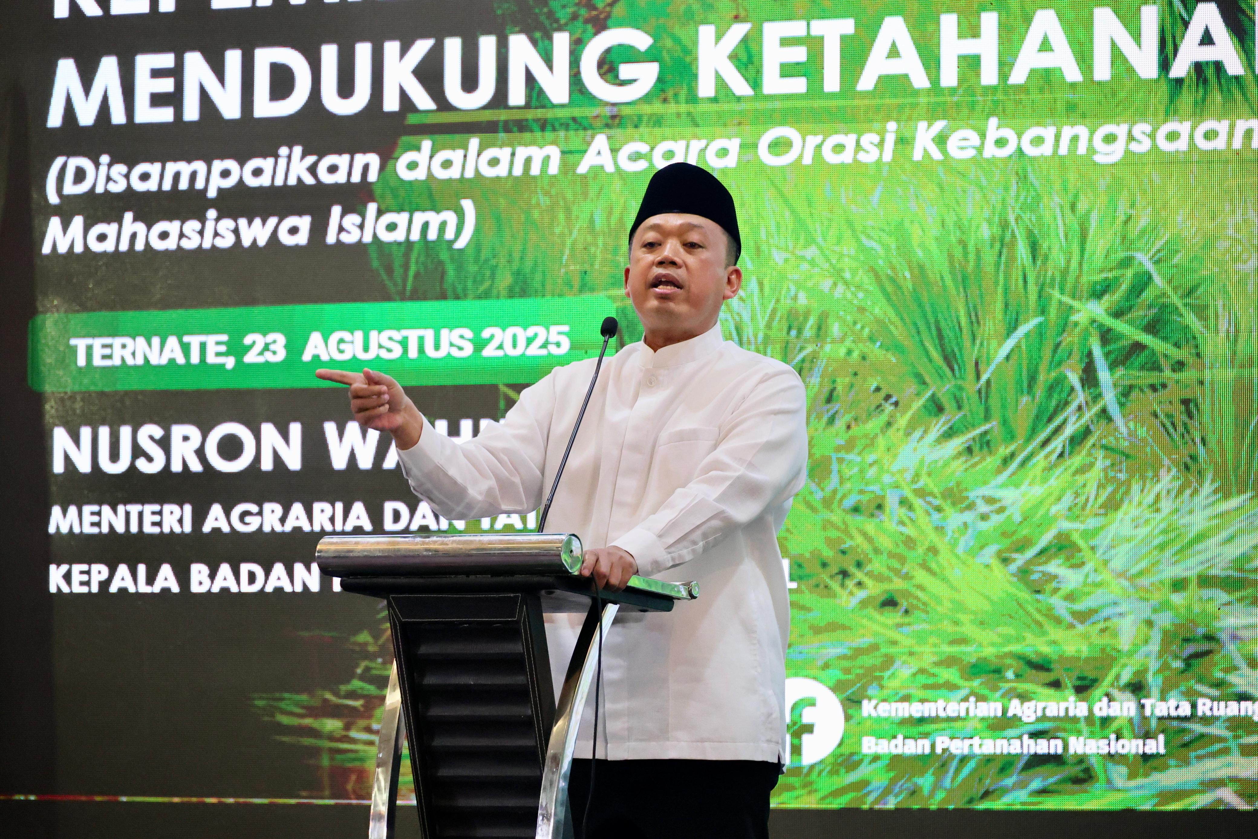 Menteri ATR/BPN Nusron Wahid Tekankan Keadilan dalam Orasi Kebangsaan di Rakor KAHMI Ternate