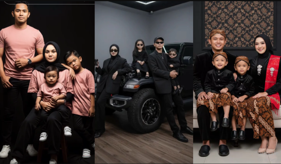 Kumpulan Prompt Gemini Foto Keluarga 4 Orang dengan Berbagai Konsep Photo Studio, Adat Jawa hingga Mafia