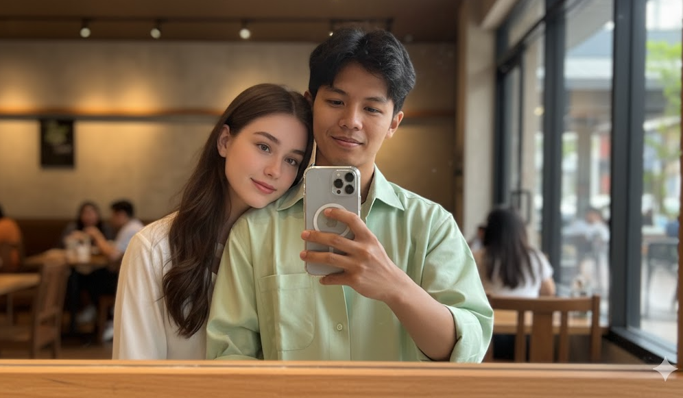 5 Prompt Gemini Ai Foto Mirror Selfie Berdua Bareng Pacar dengan Berbagai Latar, Pose Romantis Hasil Realistis