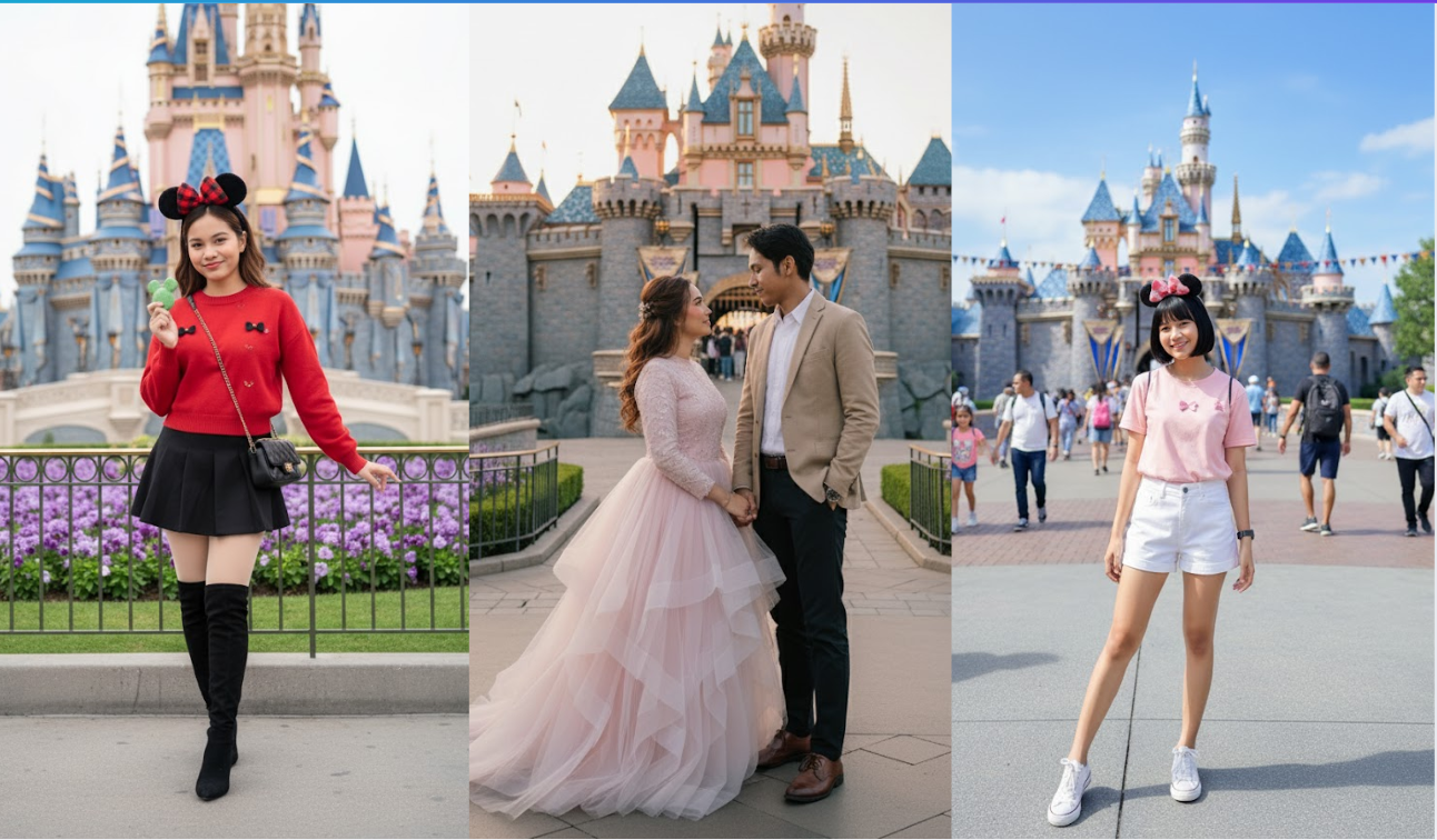 LUCU BANGET!! 4 Prompt Gemini Ai untuk Foto Sendiri atau Bareng Pasangan Lagi Liburan di Disneyland