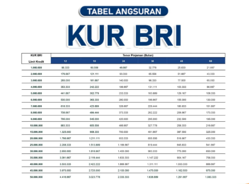 Simulasi KUR BRI 100 Juta 2025 Bulan November Cicilan Terendahnya 2 Jutaan? Berikut Tabel Angsuran Lengkapnya
