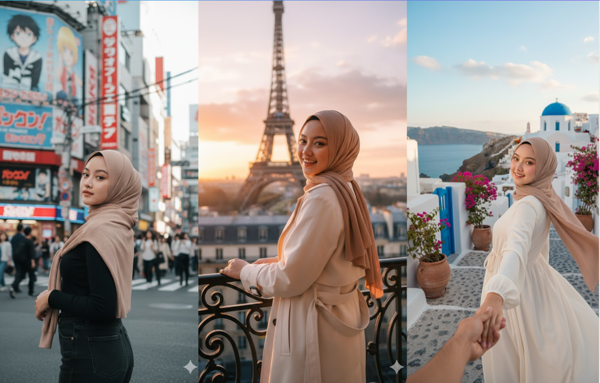 7 Prompt Gemini Ai Foto Wanita Traveling Keliling Dunia, dari Jepang hingga Paris, Tinggal Copy Teks Berikut!