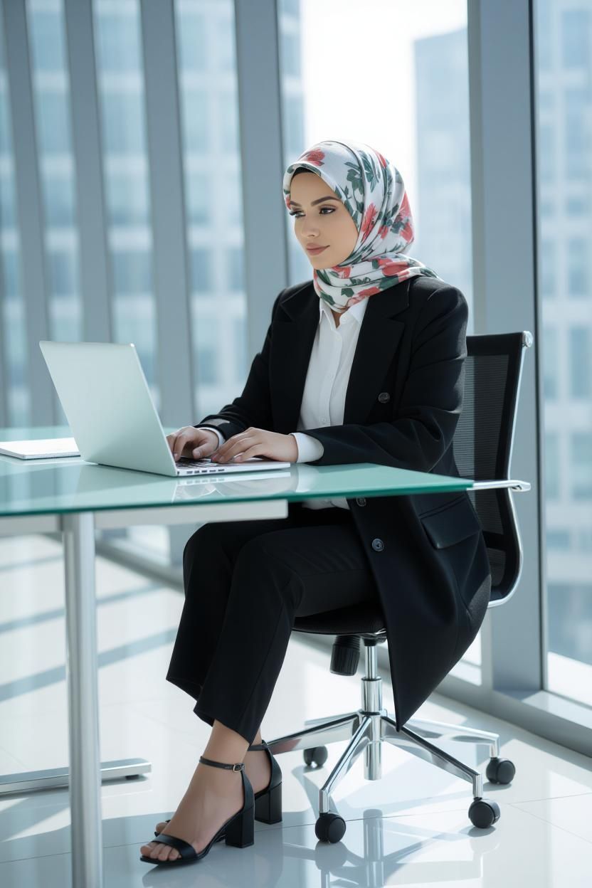 Tampil Beda dengan Tren Edit Foto Gemini Wanita Karir Hijab, Bikin Penampilan Profesional ala Busniess Woman