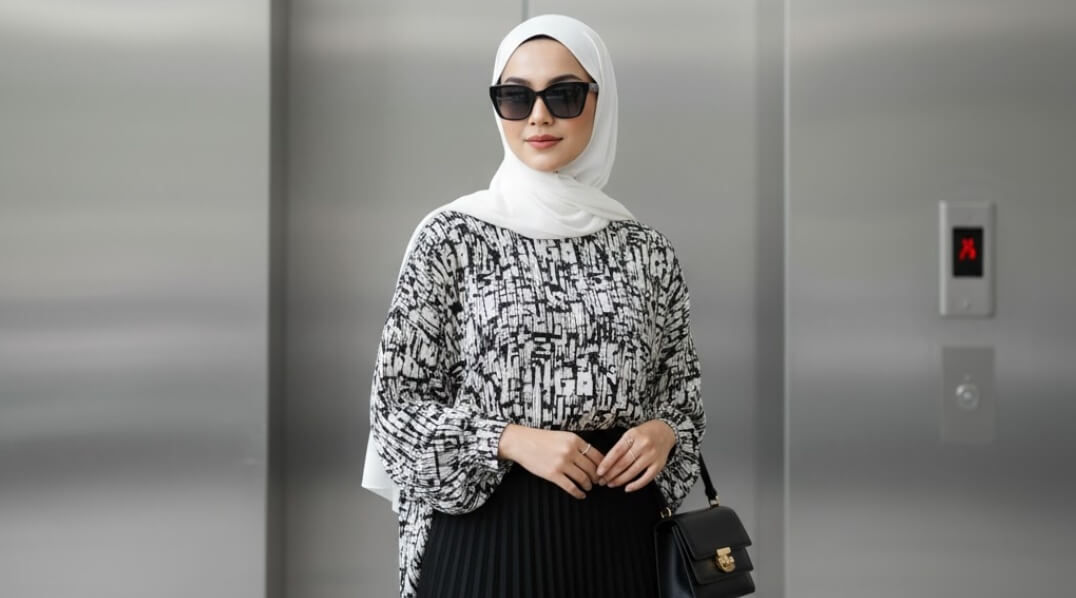 5+ Prompt Gemini AI Foto Wanita Berhijab Berlatar Studio atau Lift, Hasil Realistis Kekinian dan Stylish 