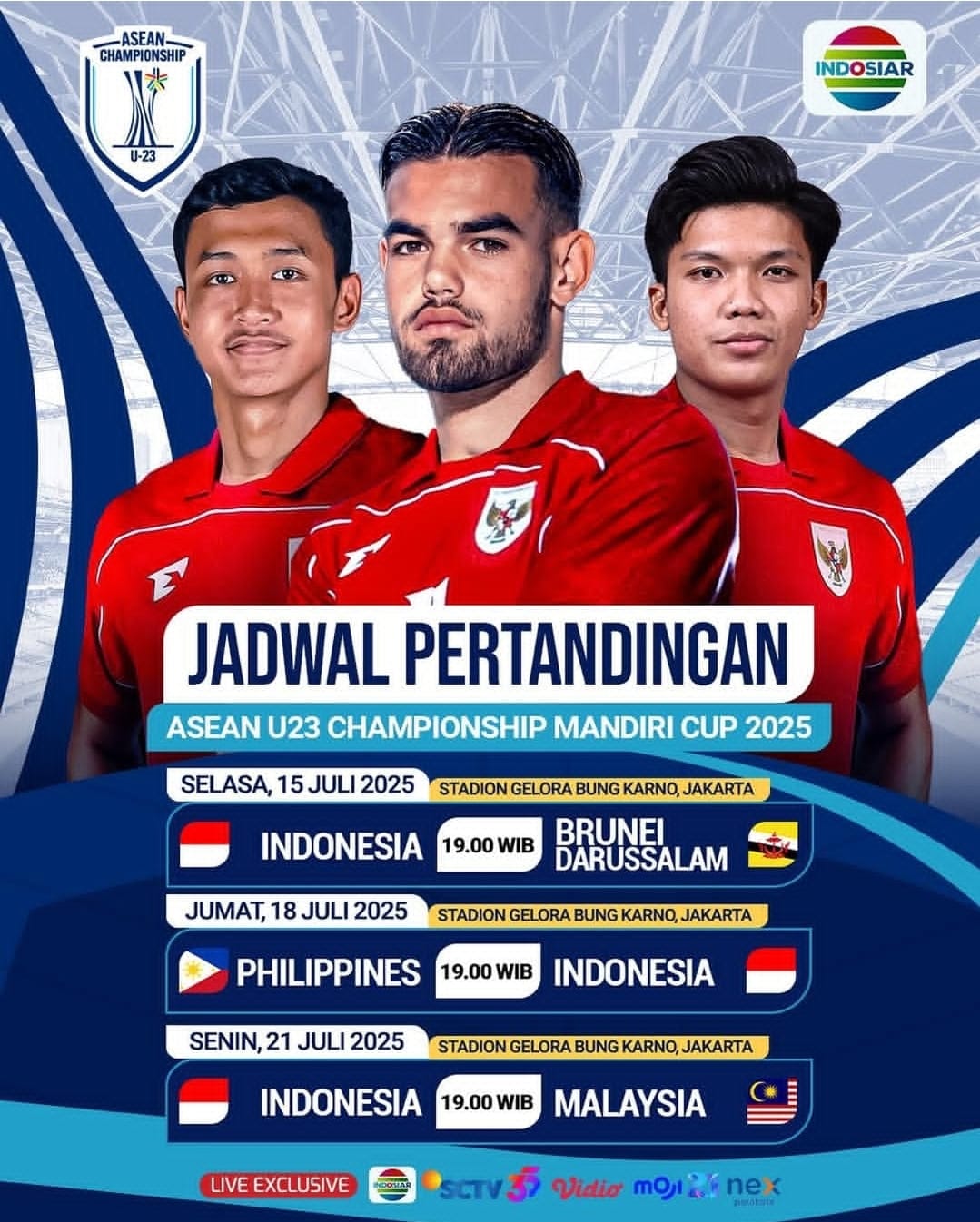 ASEAN U-23 Championship 2025 Disiarkan Eksklusif oleh SCTV, INDOSIAR, VIDIO, MOJI, dan NEX Parabola