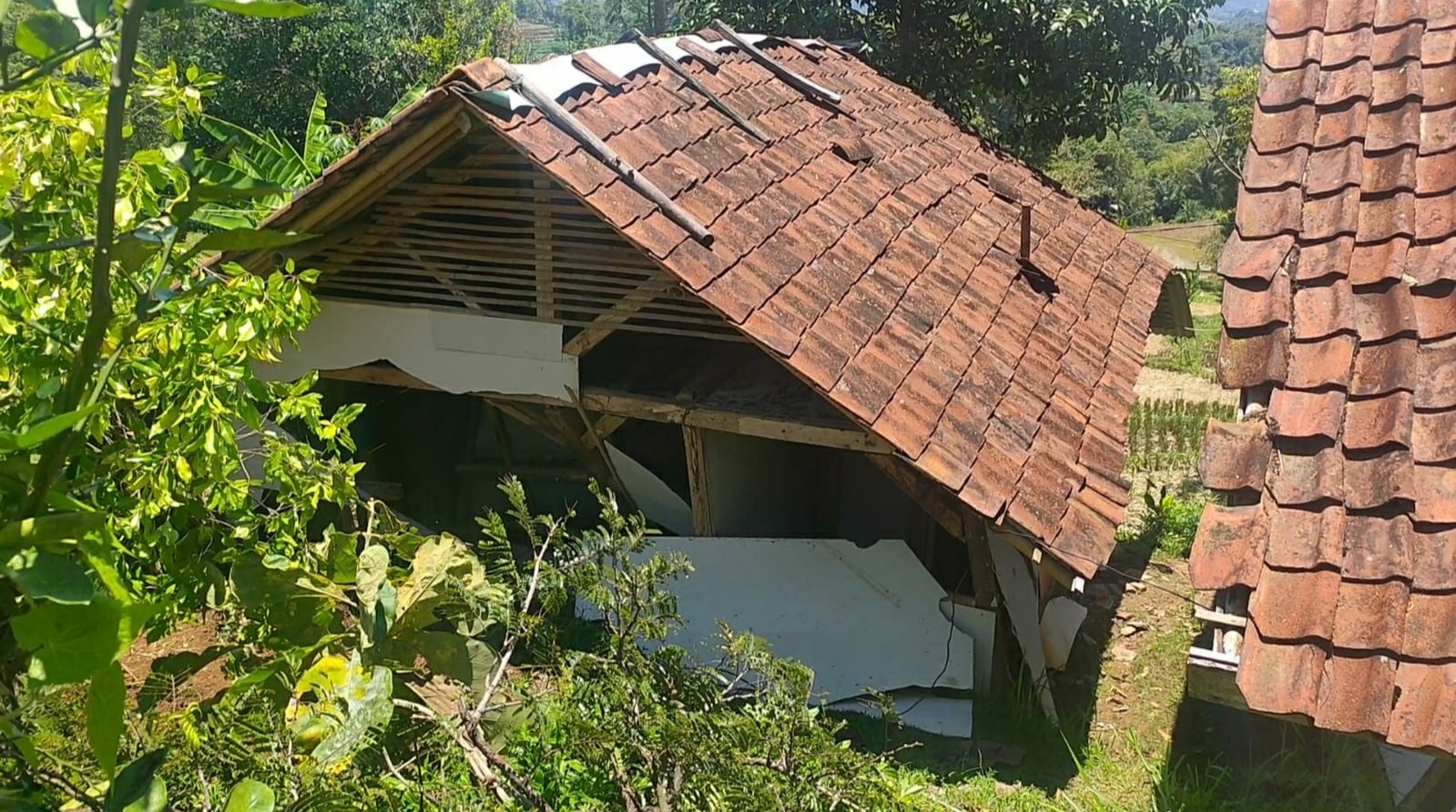 Dua Rumah Tertimpa Longsor, Lokasi di Desa Margajaya,  Warga Terpaksa Mengungsi 