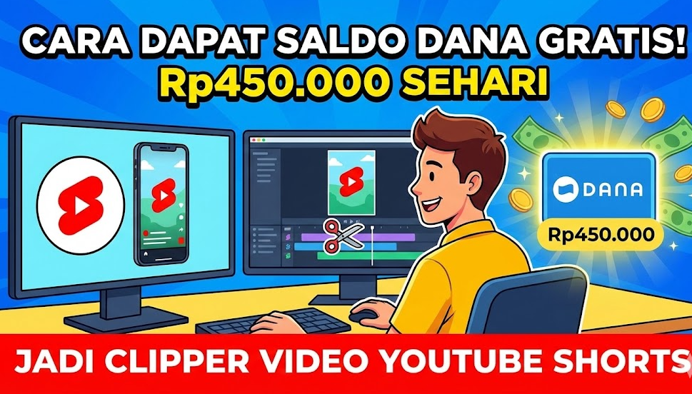 Modal Copy Paste Video Youtube Bisa Cuan Rp450 Ribu Sehari, Ini Cara Dapat Saldo DANA dari Youtube Shorts