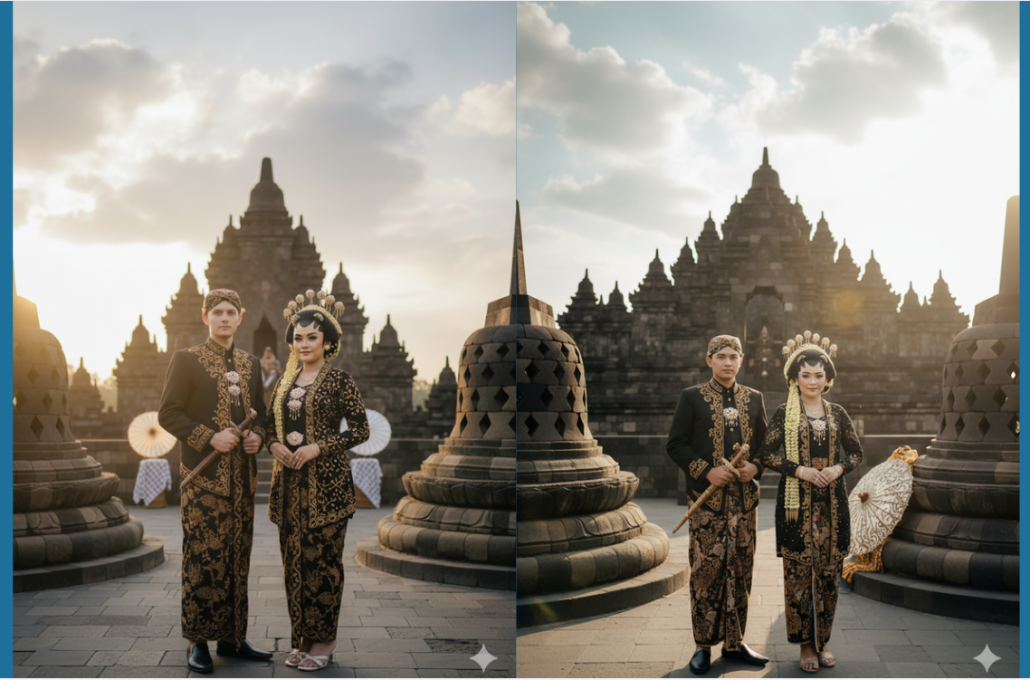 Edit Foto 5 Detik Auto Jadi Keluarga Keraton, Berikut Prompt Gemini AI Foto Pasangan Adat Jawa Realistis