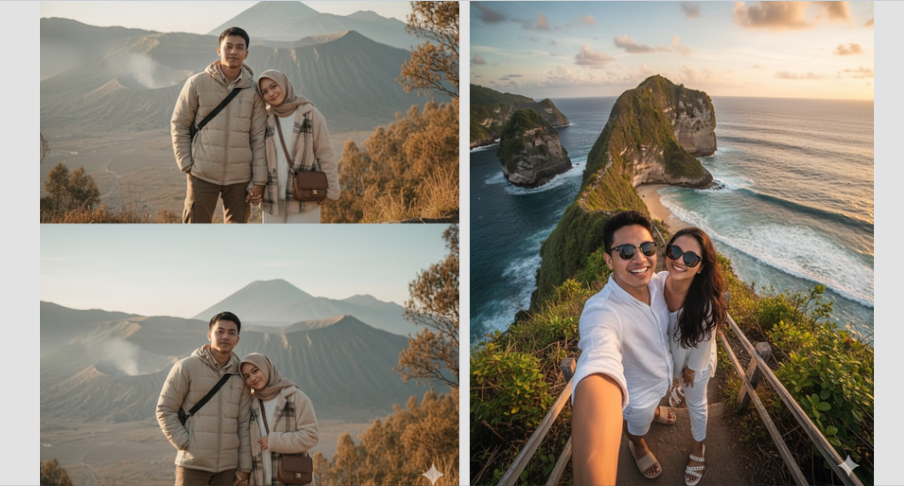 Seperti Bukan Editan, Edit Foto Berdua Bareng Pasangan Lagi Liburan Pakai Gemini, Berikut Kumpulan Prompt-nya