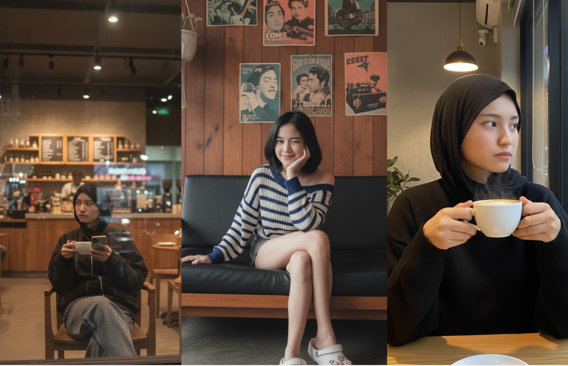 Teks Prompt Lengkap untuk Gemini Ai Foto Wanita Sendiri di Cafe Hasil Realistis, Auto Aestethic dan Fotogenik