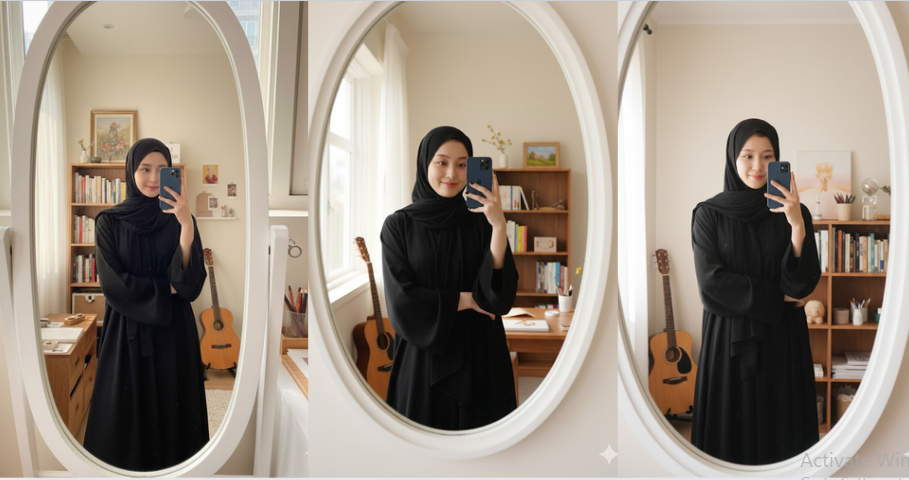 Prompt Gemini Ai yang Lagi Viral di Tiktok, Bikin Foto Wanita Hijab Syar'i Lagi Mirror Selfie, Berasa Beneran