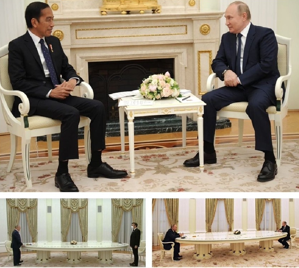 Perbandingan Putin Menerima Jokowi, Presiden Prancis dan PM Jerman, Duduk Jauh-jauhan