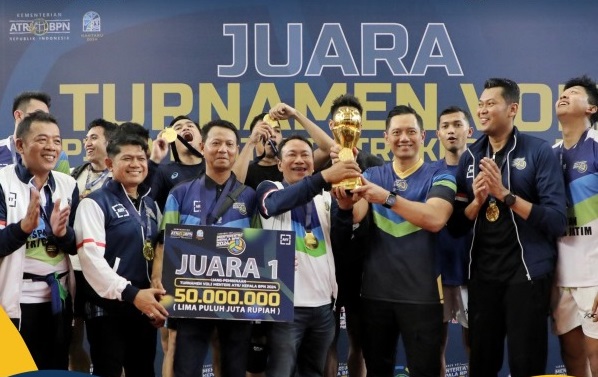 Juara Voli Menteri ATR/Kepala BPN Cup 2024 Diraih oleh Kanwil BPN Provinsi Jawa Timur