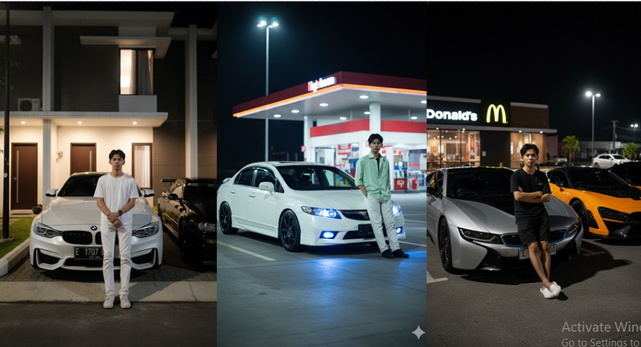 Edit Foto Super Realistis Lagi Bareng Supercar Impian Pakai Kumpulan Prompt Gemini Ai Mobil gaya Sinematik Ini