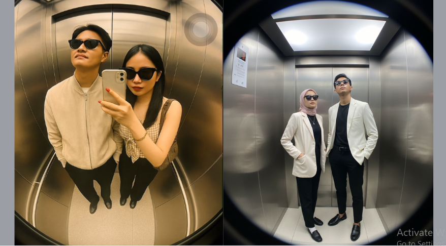 Hasil Keren Tanpa Foto Studio, Prompt Gemini AI Foto Pasangan di Lift Realistis, 4 Tips Wajahnya Tidak Berubah