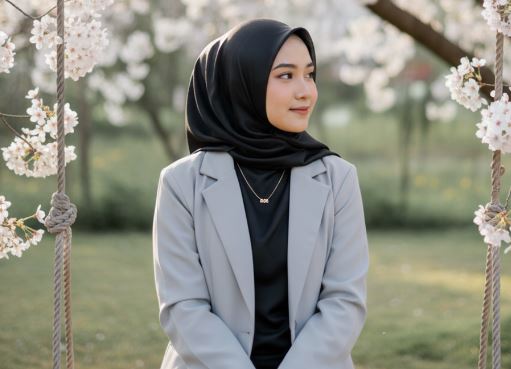 Cara Agar Hasil Edit Foto Jadi Realistis, Pakai Kumpulan Prompt Gemini AI Wanita Berhijab Background Bunga