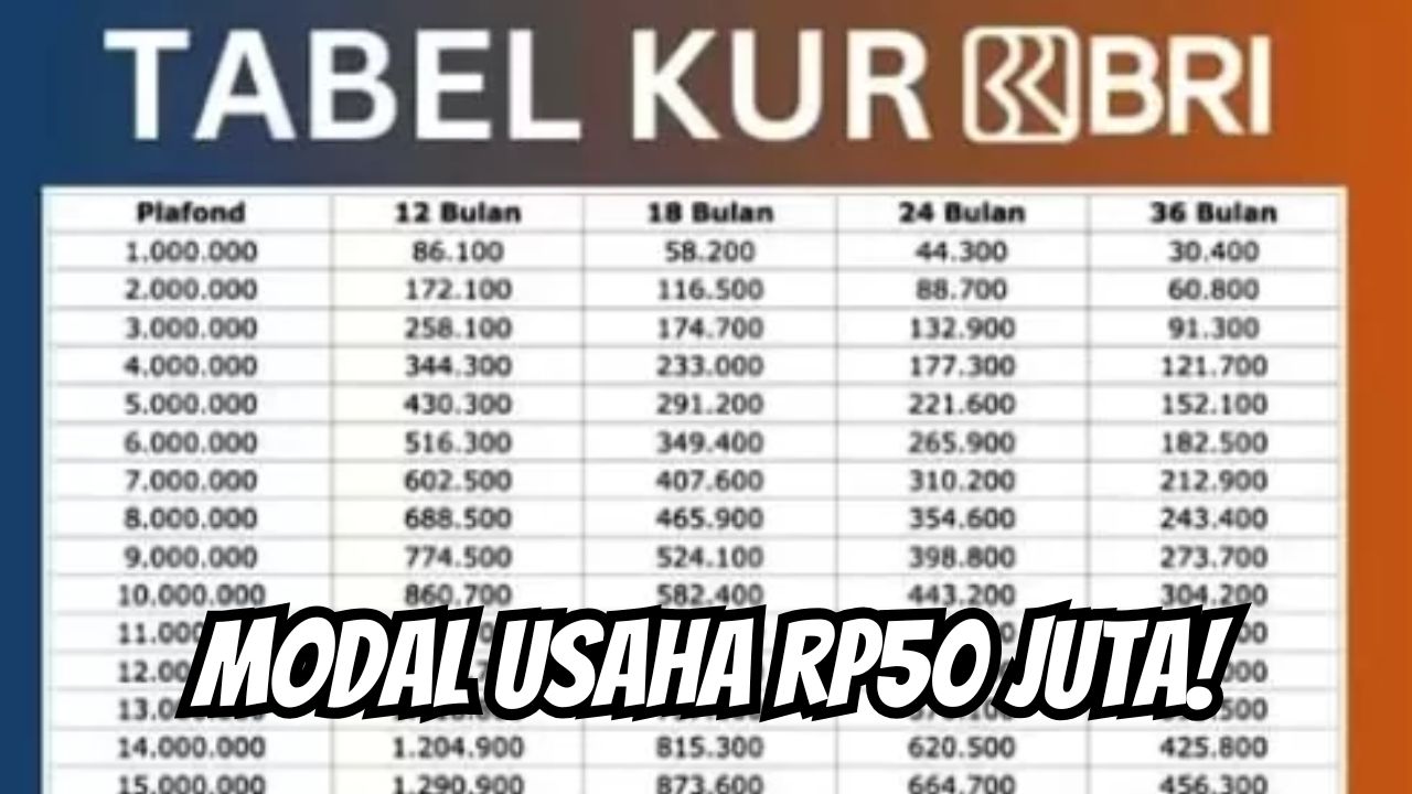 Butuh Modal Usaha Hingga 50 Juta Dengan Syarat Super Mudah? Simak Rincian Tabel KUR BRI 2025 Ini