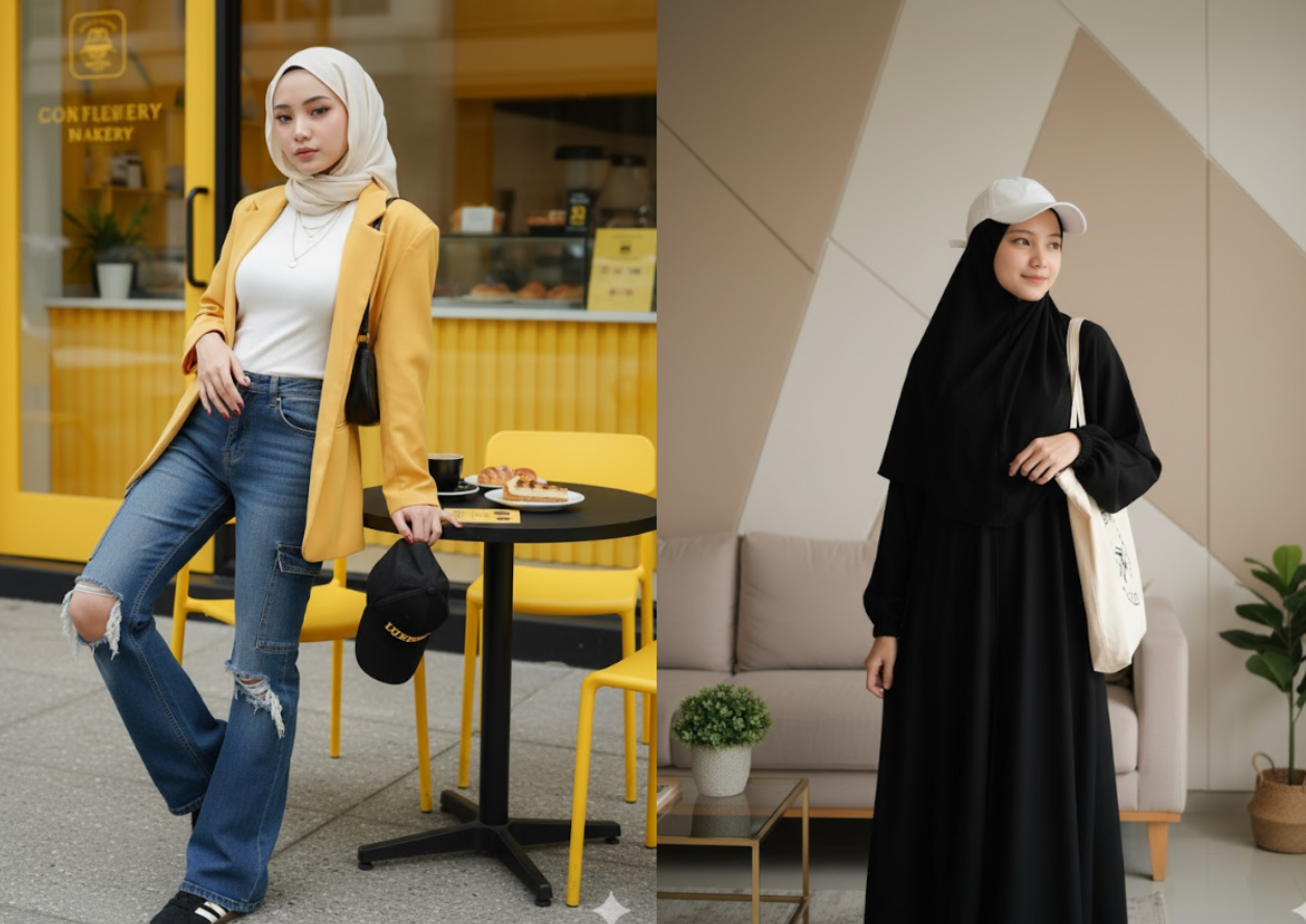 Contoh Prompt Gemini AI untuk Foto Wanita Berhijab dengan Gaya OOTD Looks yang Modern tapi Tetap Syar'i