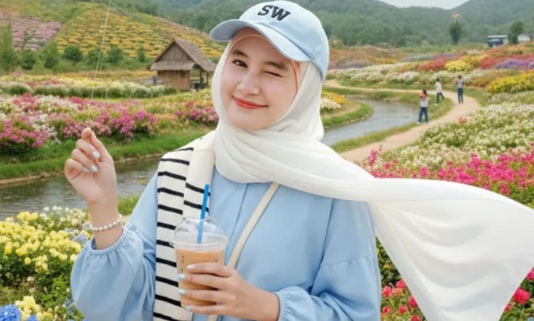 Ubah Foto Sendiri Jadi Aesthetic dengan Latar Taman Bunga, dari Prompt Gemini AI Terbaru Buat Wanita Berhijab