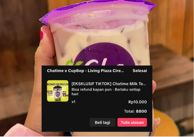 Beli Minuman Boba di Chatime Cuma 8 Ribuan, Beli Voucher TikTok Chatime dan Tukar di Outlet Terdekat!