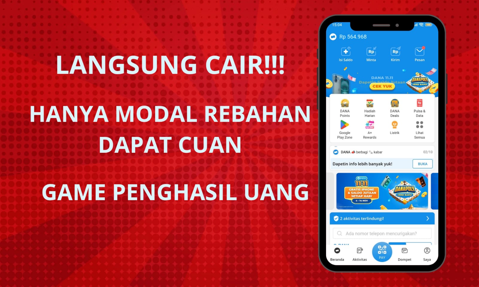 Auto Cuan! Cuma Main Game di HP, Saldo DANA Rp345.000 Langsung Masuk ke Akun Kamu!