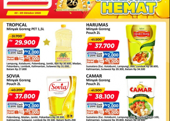 Khusus Hari Ini Harga Minyak Goreng Mulai dari 20 Ribuan! Katalog Promo JSM Alfamart Terbaru 3 - 5 Oktober