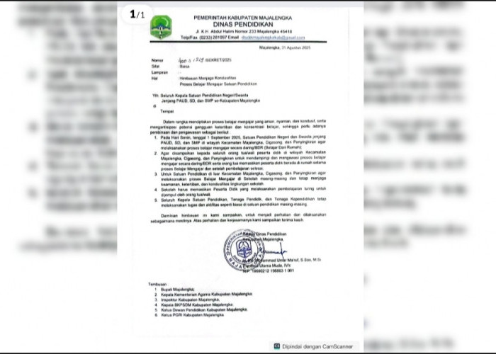 Dinas Pendidikan Majalengka Himbau Sekolah Antisipasi Demo 1 September, KBM Dilakukan Daring