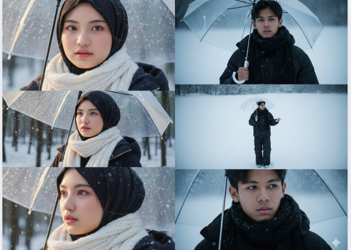 Cara Bikin Foto Sinematik Pakai Kumpulan Prompt Gemini Ai Latar Nuansa Salju yang Lagi Tren di Tiktok