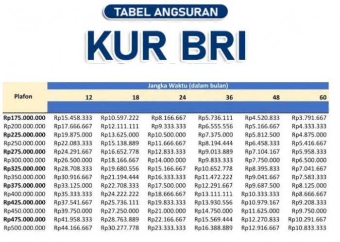 Modal Awal Tahun, Berikut Tabel Angsuran KUR BRI 2026 Plafon 50 Juta Cicilan Mulai 300 Ribuan