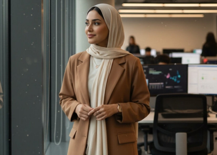 Kumpulan Prompt Gemini AI Foto Wanita Berhijab, Style Kantoran Looks Elegan dan Flawless