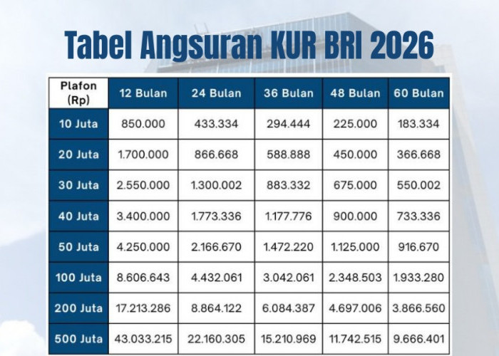 Tabel Angsuran KUR BRI 2026 Pinjaman Rp50 Juta, Cicilan Ringan Mulai Rp1 Jutaan!