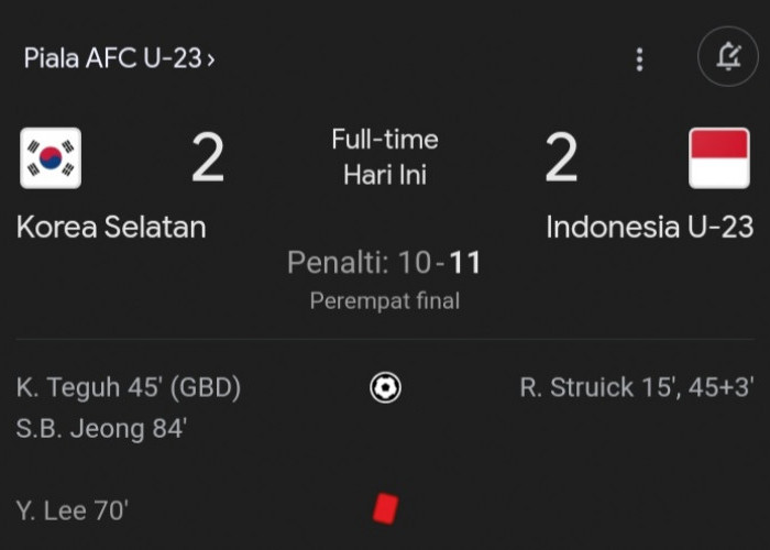 AKHIRNYA! Hasil Akhir Laga Indonesia VS Korea Selatan, Dimenangkan Oleh Indonesia Melalui Adu Penalti 11-10