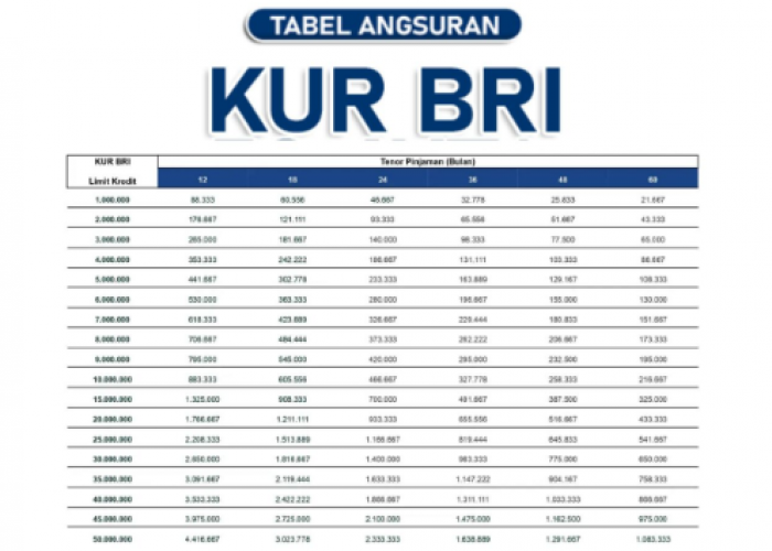 Simulasi KUR BRI 100 Juta 2025 Bulan November Cicilan Terendahnya 2 Jutaan? Berikut Tabel Angsuran Lengkapnya