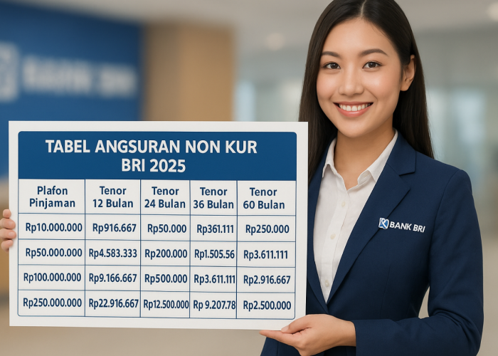 Calon Debitur Wajib Tahu! Tabel Angsuran Non KUR BRI Per September 2025, Pinjaman 10 Juta Cicilan 250 Ribu