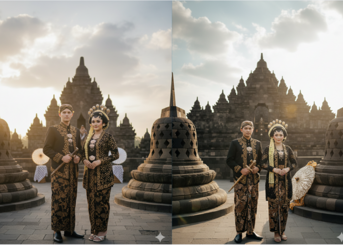 Edit Foto 5 Detik Auto Jadi Keluarga Keraton, Berikut Prompt Gemini AI Foto Pasangan Adat Jawa Realistis