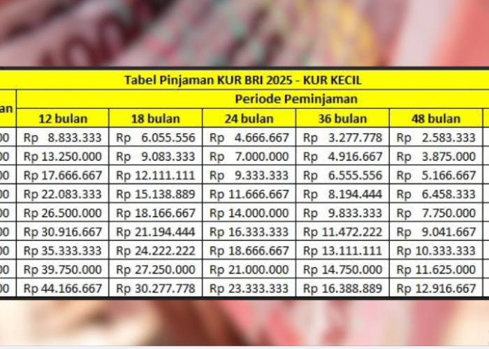 Tabel KUR BRI 2025 Kecil: Bisa Pinjam Mulai dari Rp 100 Juta Hingga Rp 500 Juta dengan Cicilan Super Ringan!