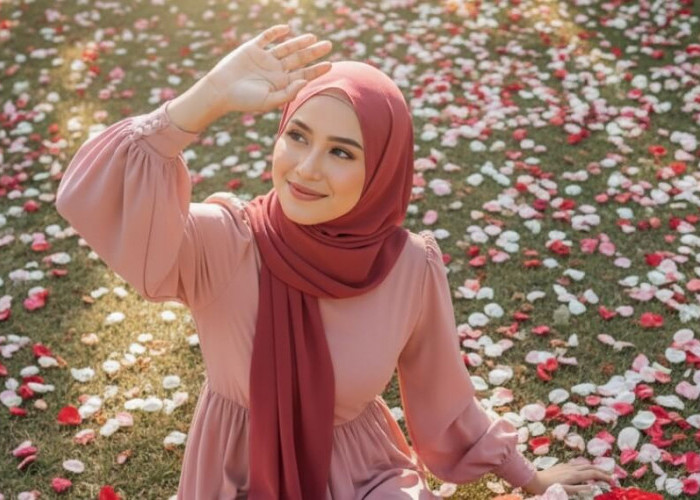 Kumpulan Prompt Gemini AI Foto Wanita Berhijab, Estetik dan Moody dengan Latar Taman Bunga Atau Studio