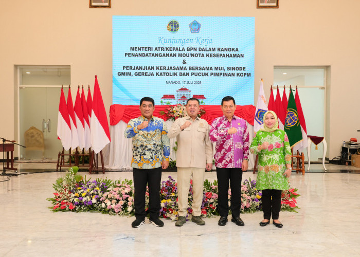 Menteri ATR/BPN Saksikan MoU BPN Sulut dan Lembaga Keagamaan, Dorong Sertifikasi Tanah yang Cepat