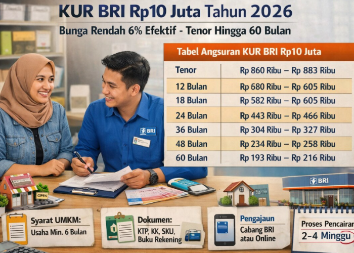Pinjaman UMKM Bunga Rendah, Tabel KUR BRI 2026 Pinjaman 1 - 100 Juta Tanpa Agunan, Intip Besaran Bunga Terbaru