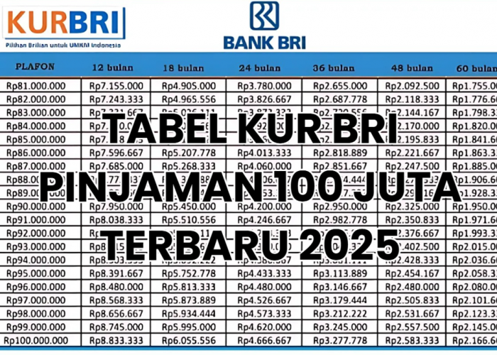 Terbaru! Pinjaman KUR BRI 100 Juta untuk Pelaku UMKM, Tabel Angsuran Lengkap Hingga 60 Bulan