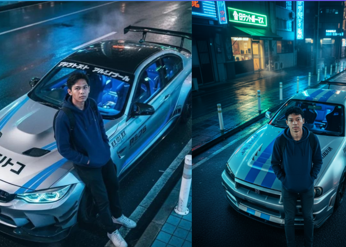 Keren Abis! 3 Prompt Foto Estetik di Gemini AI, Bikin Foto Anda Bersandar di Super Car Impian Japanese Look