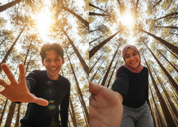 Gampang Banget! Tutorial Edit Foto AI Lagi Liburan di Hutan Pinus, Prompt Foto Gemini Terbaru