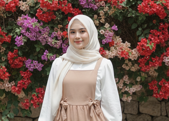 Cara Dapat Hasil Realistis Pakai Kumpulan Prompt Gemini AI Wanita Berhijab Background Bunga Terbaru!