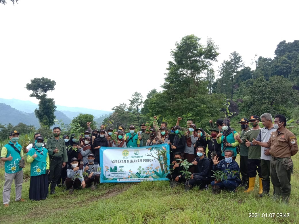 Siswa SMK YPIB Tanam 100 Pohon di Gunung Karang